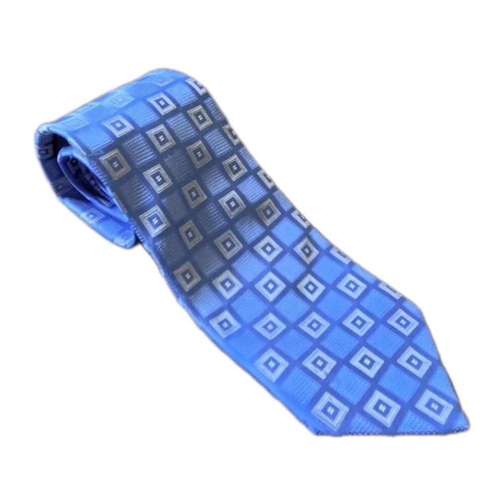 Donald J. Trump Signature Collection Blue Geometric Silk Neck Tie USA